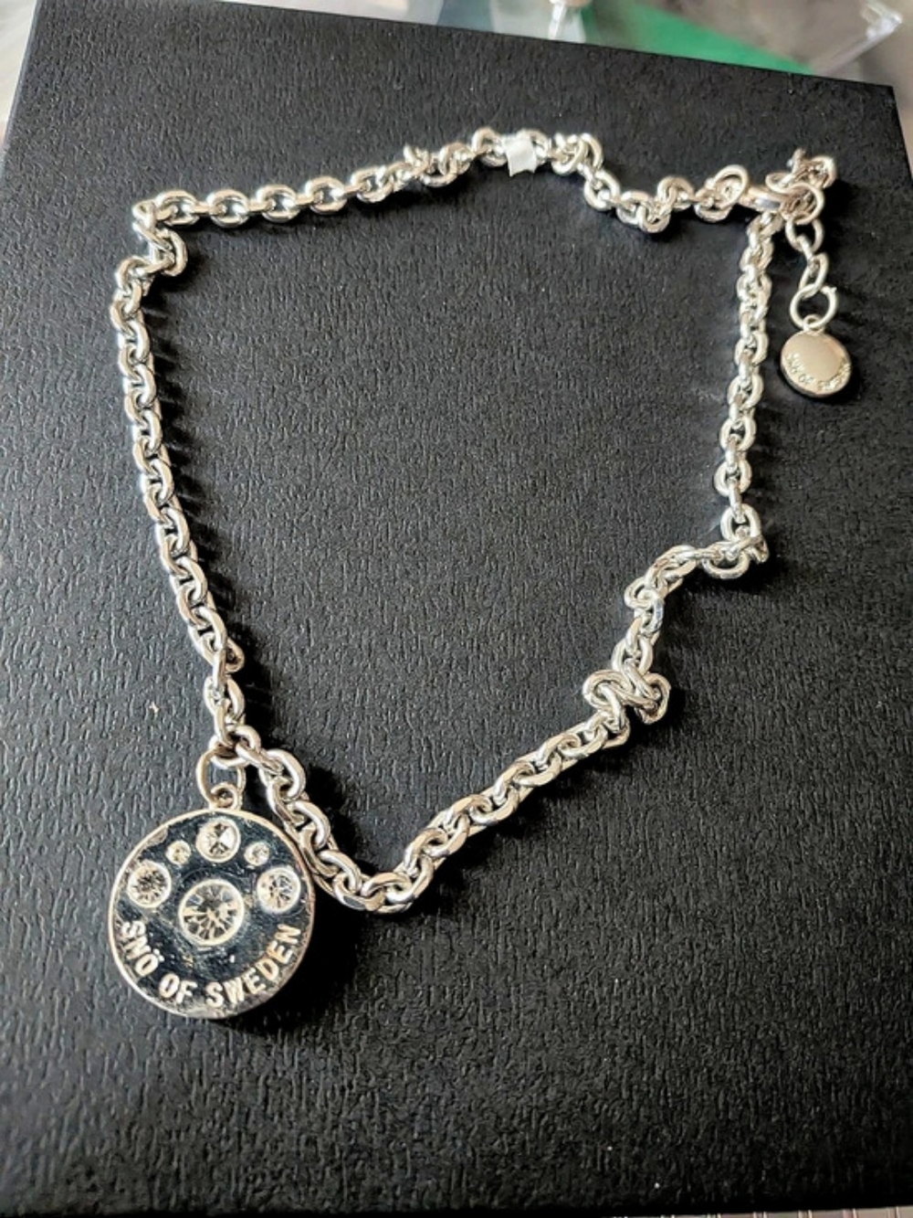 SNÖ OF SWEDEN Silver Plated Crystal Pendant Chain Necklace
